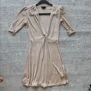 Topshop Champagne Beige Twist-Front Mini Dress